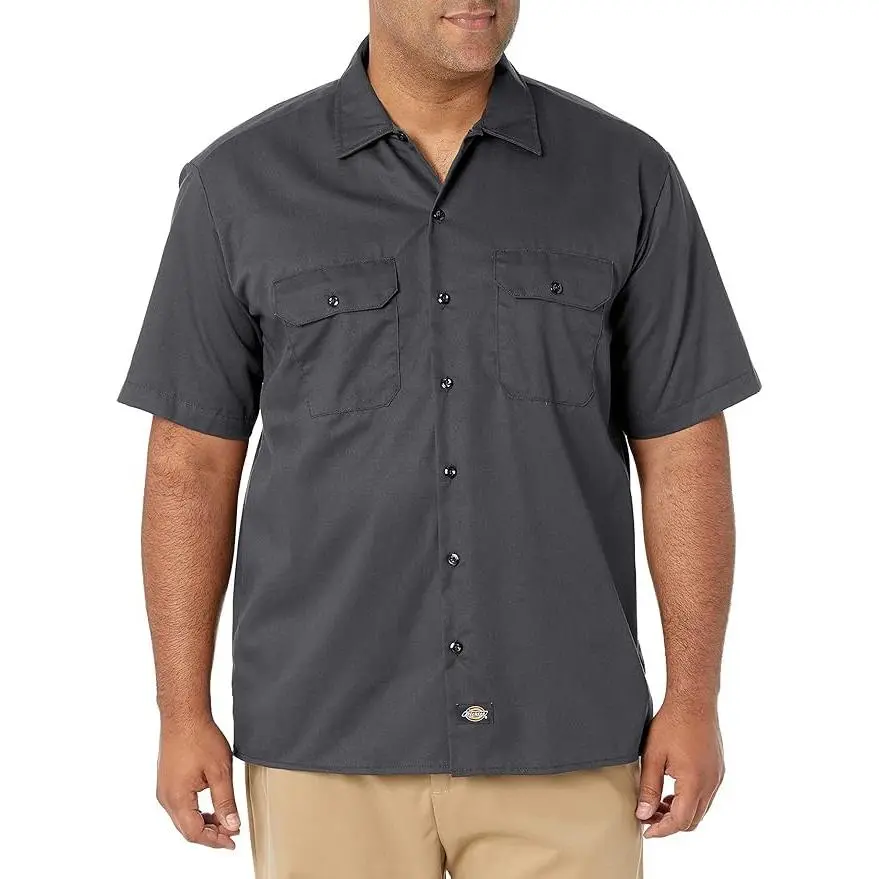 Dickies Men's Big and Tall Traditional Classic Original Relaxed Fit Short-Sleeve Workwear Shirt - Charcoal Small, Durable Fabric, Matching Pockets, Menswear Tops