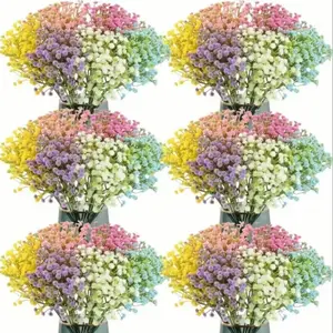 120pcs Artificial Gypsophila Bouquet, Home & Outdoor Decor, DIY Garden, Office Flower Arrangement, Spring Decoration, Anniversary, Wedding, Birthday, Outdoor Artificial Flowers, Faux Floral Arrangements, Artificial Decorative Flowers