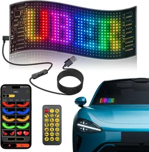 LED Sign for Car Windshield 7x3in Devil Eyes Lights USB Powered Bluetooth App Remote Control Dynamic RGB Flexible Display Panel for Motorcycle Taxi
