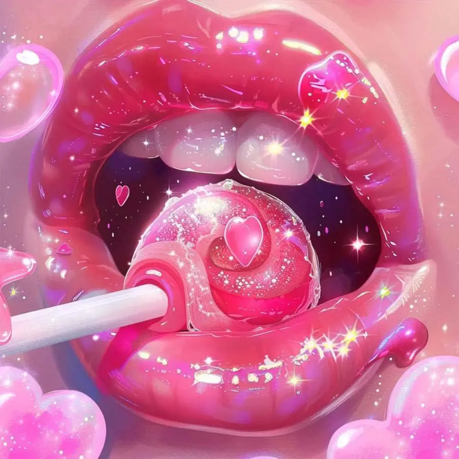 DIY Diamond Arts Colorful Painting Kit, Lip Shaped Diamond Arts Colorful Painting Kit with Tools, DIY Decorative Art Picture for Beginner, Diamond Painting Kits, Crafts