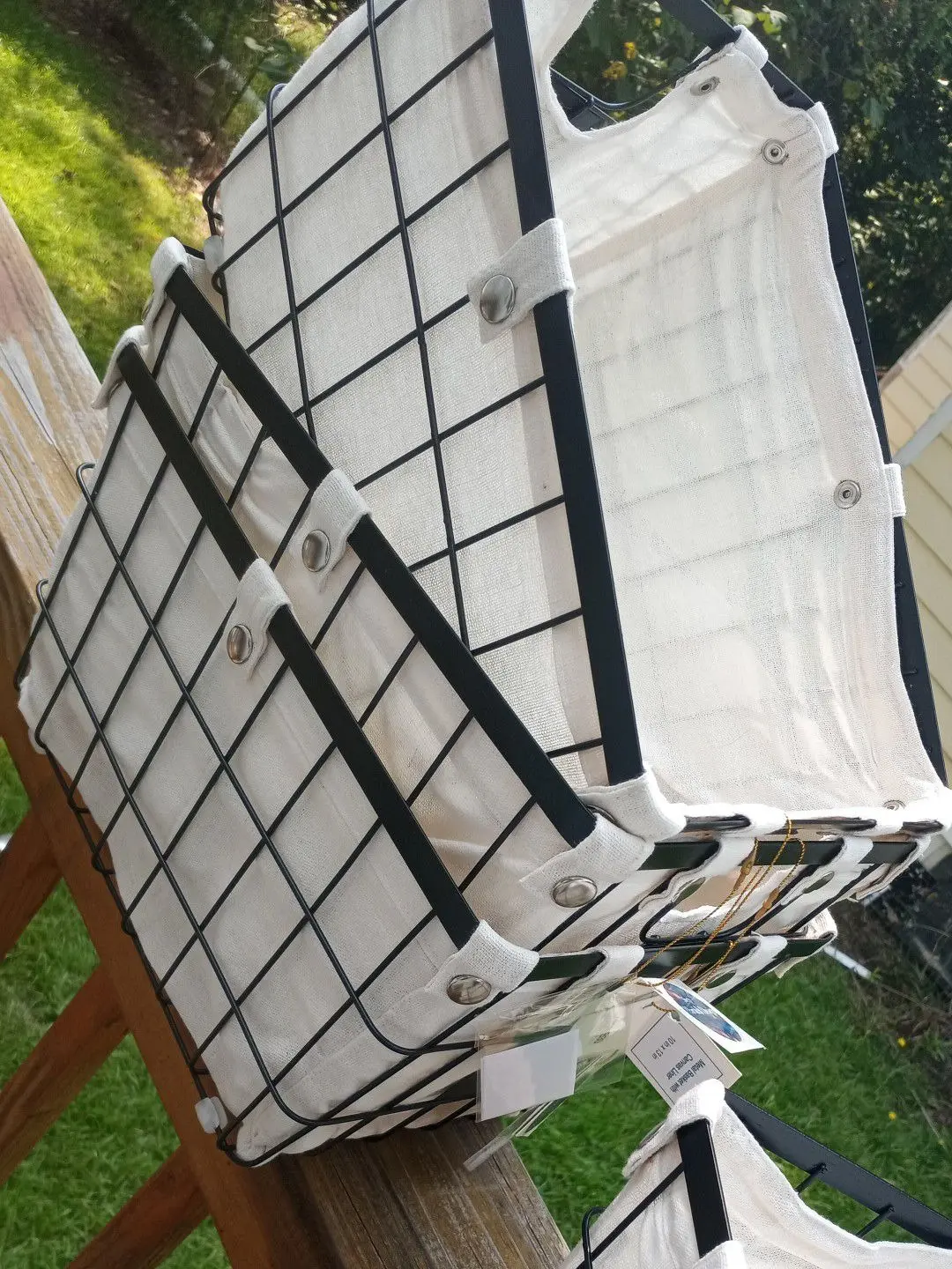 Metal & Canvas Storage Baskets- Medium