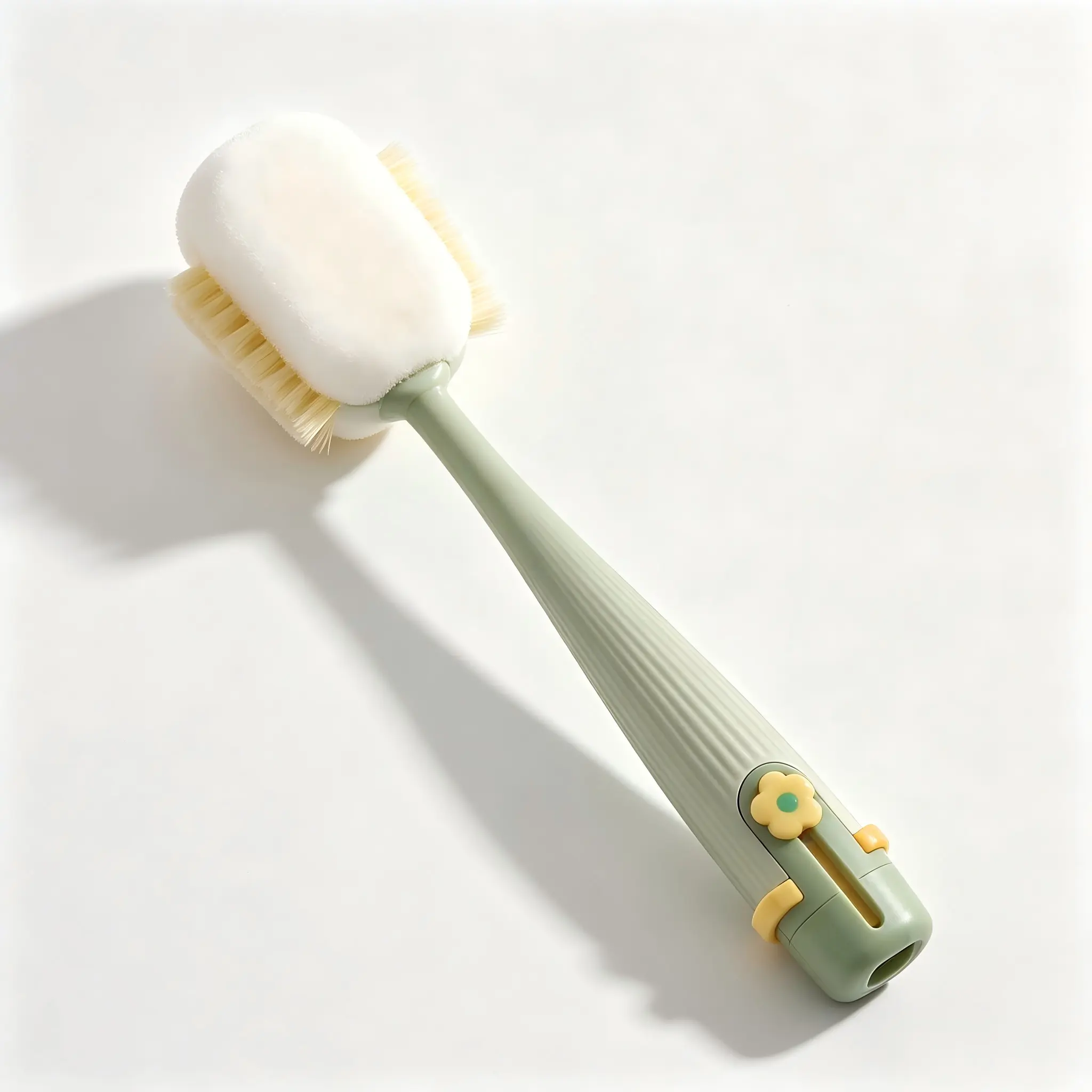 Dual Head Long Handle Bottle Brush Cleaner with Soft Pastel Bristles for Baby Bottles, Water Cups, Mugs, Glasses, Narrow Neck Containers - Dish Washing Brush for Kitchen Nursery Supplies