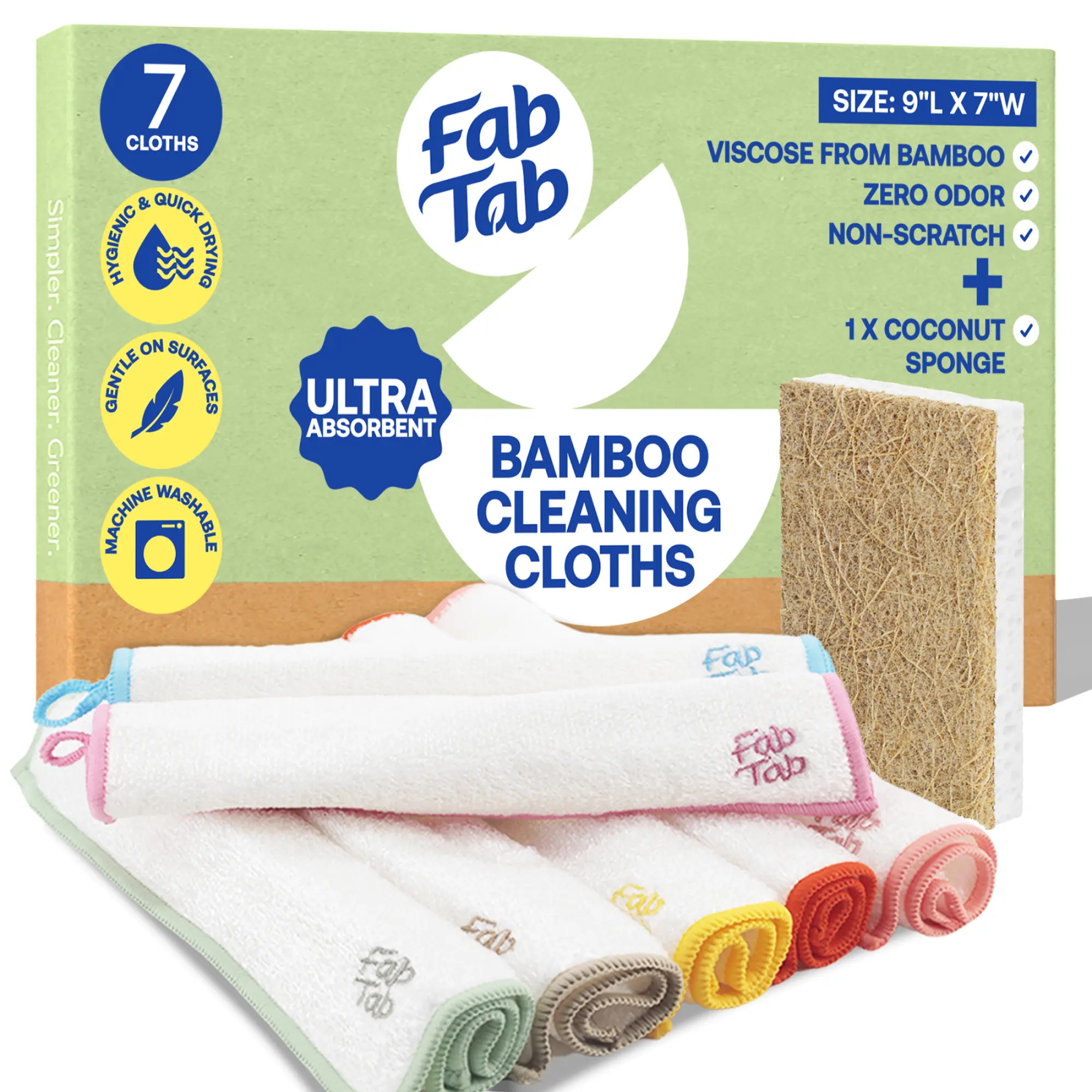 Premium Bamboo Cleaning Dish Cloths - 7 Pack | Reusable & Hygienic Ultra-Absorbent Washing Cloth For Home & Car | Ideal for Dusting, Kitchen, Housekeeping, and Car Detailing, Non Scratch - 9 x 7in   Towels Disposable Room. Machine washable