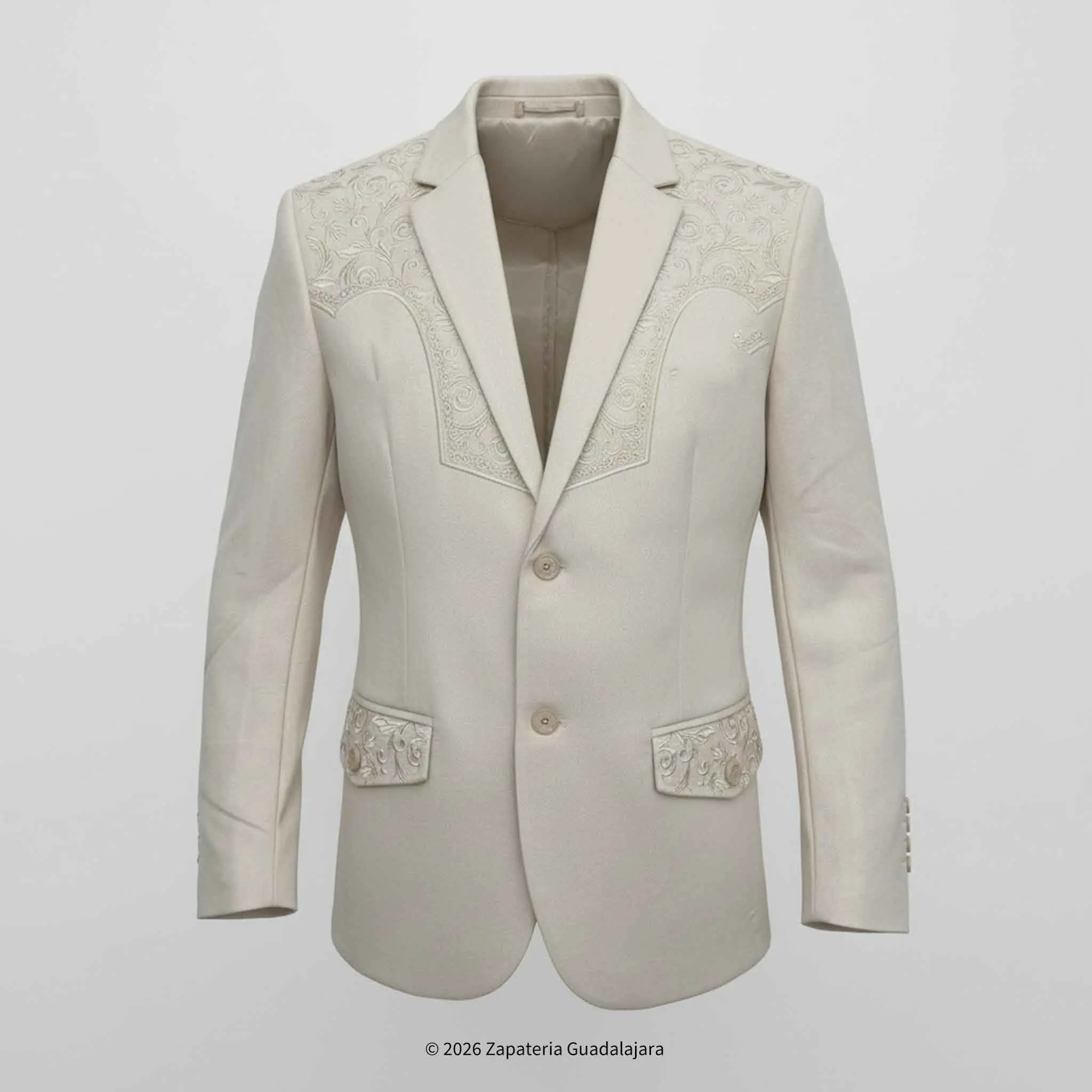 Beige Suade Western Blazer-LAM516