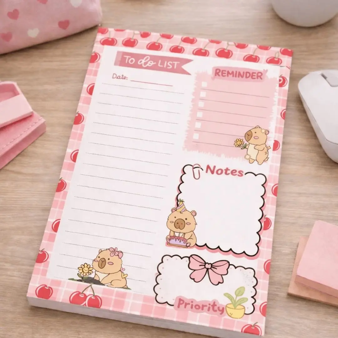 Cherry Coquette Bunny Daily Planner & To-Do List Notepad