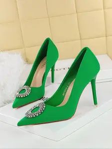 Women's Fashionable Rhinestone Decorated Pointed Toe High Heel Shoes, Elegant Slingback Shoes for Party, Banquet, Fashionable Shoes for Daily Wear