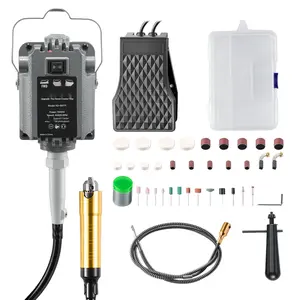 Flex Shaft Grinder, 1000W 30000RPM Electric Flex Shaft Rotary Tool With Foot-Pedal Control, Hanging Carver Grinder Kit, 74-Piece Accessory Set For Sanding, Buffing, Polishing, Cutting, Engraving and DIY Projects