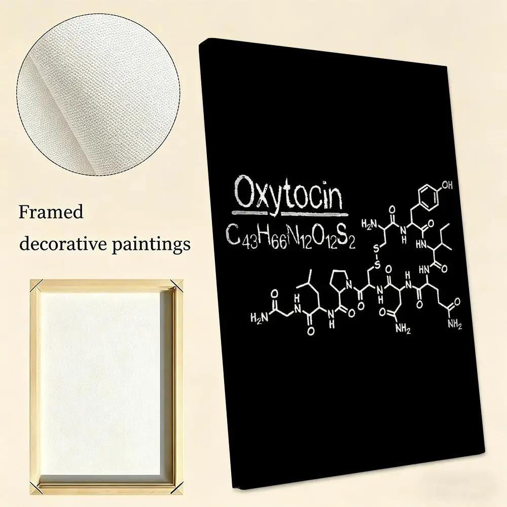 Retro Chemical Formula Drug Molecules Ketamine Framed Wall Painting Eco HD Canvas Wall Art with Inner Frame | Waterproof, Wrinkle-Free, Not Easy to Damage | Ideal Wall Decor for Hallway, Entryway & Living Room