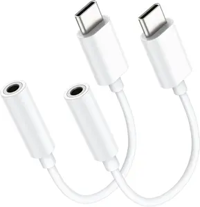USB C to 3.5mm Audio Headphone Adapter, Type C to Headphone Jack Adapter, Aux Audio Dongle Cable Cord Compatible with iPhone 17 Pro Max/16/15,Samsung Galaxy S25 Ultra/S24/S23,Pixel,iPad Pro, 2 Pack