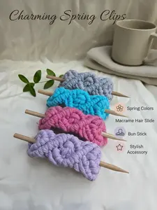 Spring Colors | Macrame Hair Slide | Bun Stick | Hair Clip