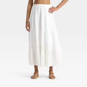Women's Crinkle Gauze Pull-On Maxi Skirt - Universal Thread
