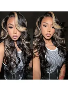 Highlight Wig Human Hair 5x5 Closure Body Wave Wig Ombre Lace Front Wigs Human Hair Glueless Wear and Go Pre Plucked Pre Bleached Pre Cut Glueless  Wig 1B/27