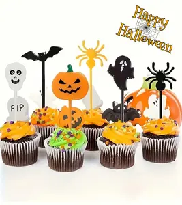Halloween Cupcake Toppers & Fruit Picks Set – Spooky Party Decoration Accessories