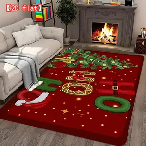 2D flat large best-selling velvet carpet, Christmas theme illustration, festive atmosphere. Living room carpet, modern home decoration carpet for entrance, bedroom, and game room, Household Decorative Rug