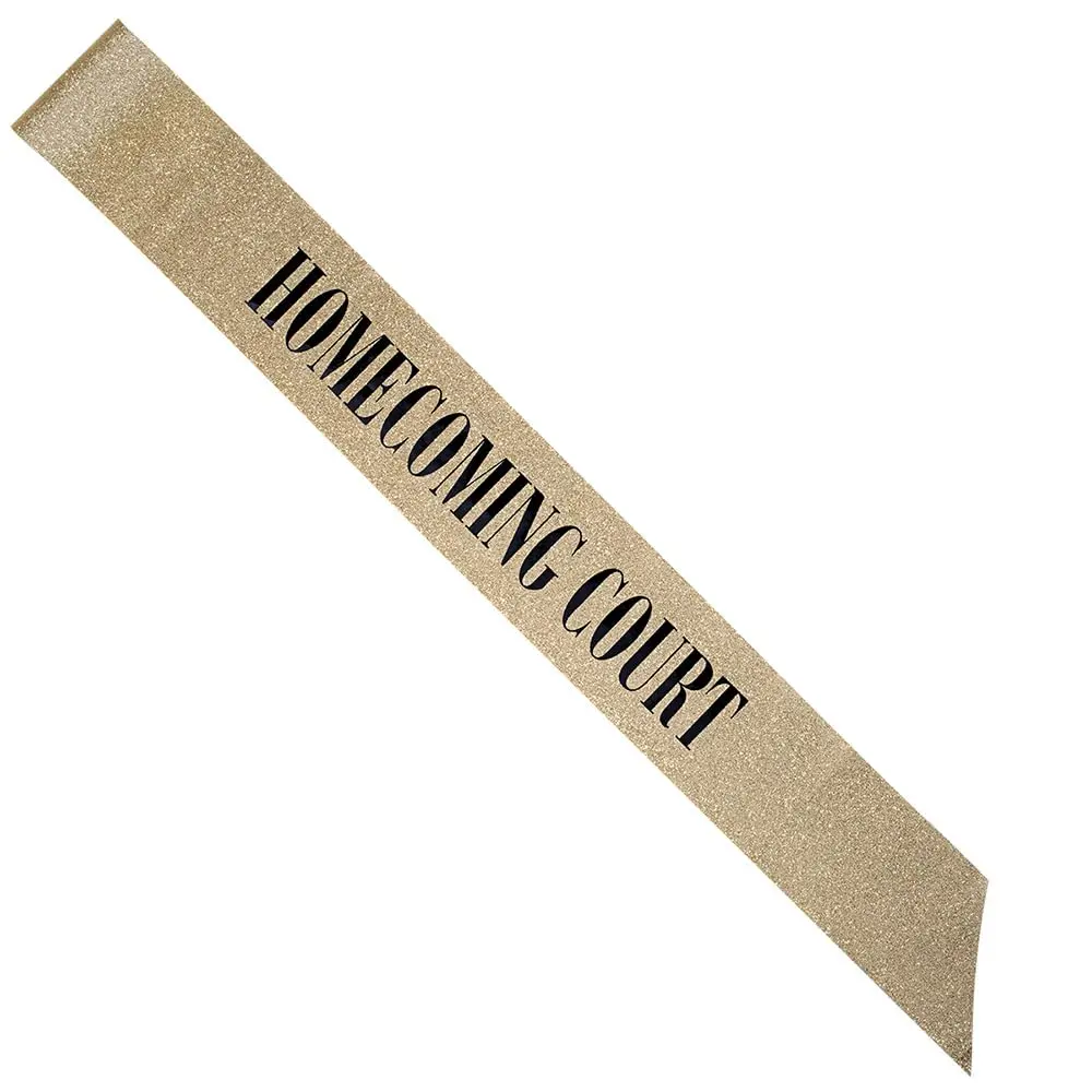 Anderson's Homecoming Court Gold Glitter Sash with Black Imprint, 3" x 72" Homecoming Court Sash for High School Homecoming Coronation, Elegant Accessories for Homecoming Court & Formal Events