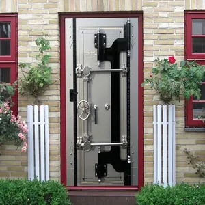 2pcs Vintage Industrial Style Bank Vault Door Decorative Wall Sticker Stereo Simulated Metal Texture Self Adhesive Decal for Living Room Bar Cafe Background Wall Creative Door Sticker Removable Waterpro