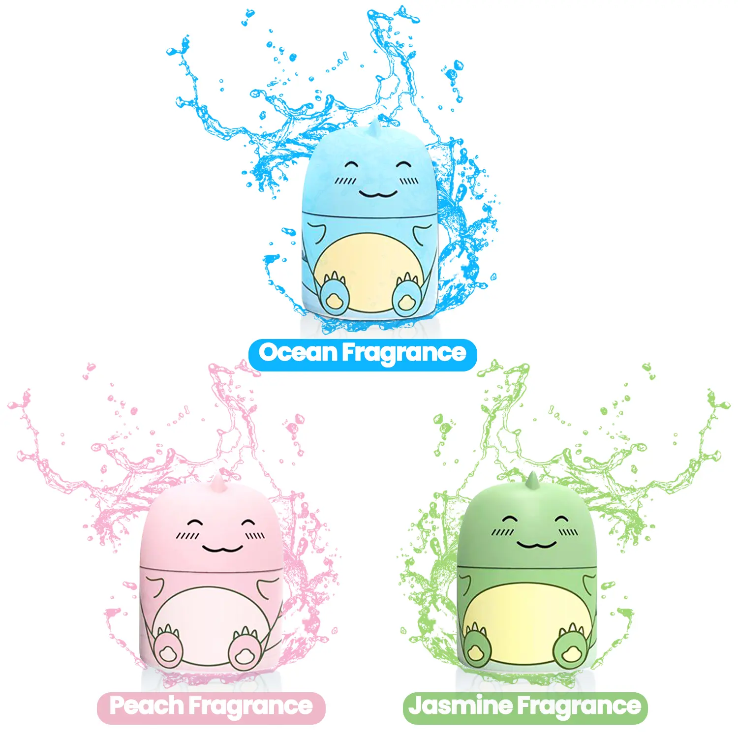 CloudMades Automatic Dinosaur-Shaped Bleach Toilet Bowl Cleaner Tablets - 3-Pack, Ocean Jasmine Peach Scent, Stain Remover, Deodorizer, Septic-Safe, 9-Month Long-Lasting, for Toilet Tanks & Bowls, Household Bathroom Cleaner, Toilet Bowl Cleaners