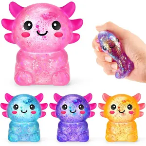 4 Pcs Axolotl Stress Toy Squeeze Axolotl Party Favors 2.56 x 2.64 Inches Malt Sugar Filled Stretchy Fidget Stress Ball Sensory Toys for Adults Soothing Graduation Birthday Party Gift