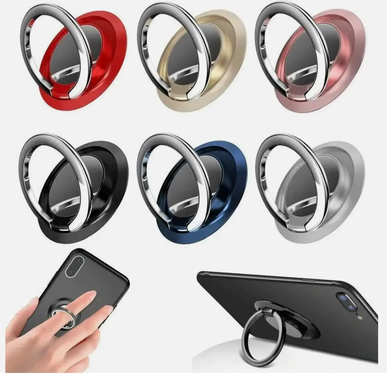 Silver alloy phone ring holder, universal tablet holder, anti drop adhesive desktop ring clip, lazy ring hook, smartphone holder