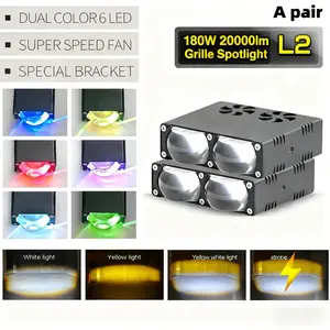 A pairLed Headlight Bumper Fog Lamps Projector Lens Work Light Mini Driving Light Auxiliary Lights For Car Motorcycle Bar Spotlights Color light + strobe warning