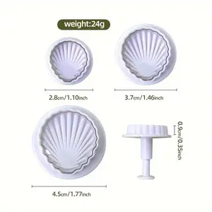 3pcs Seashell Cookie Cutters, Decorating Tools