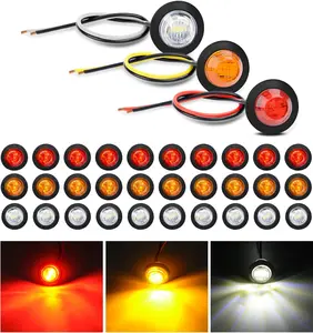 Nilight 30 PCS 3/4 Inch Round Clearance LED Front Rear Side Marker Indicator Light Amber White Red Bullet Marker Light for Truck RV Car Bus Trailer Van Caravan Boat