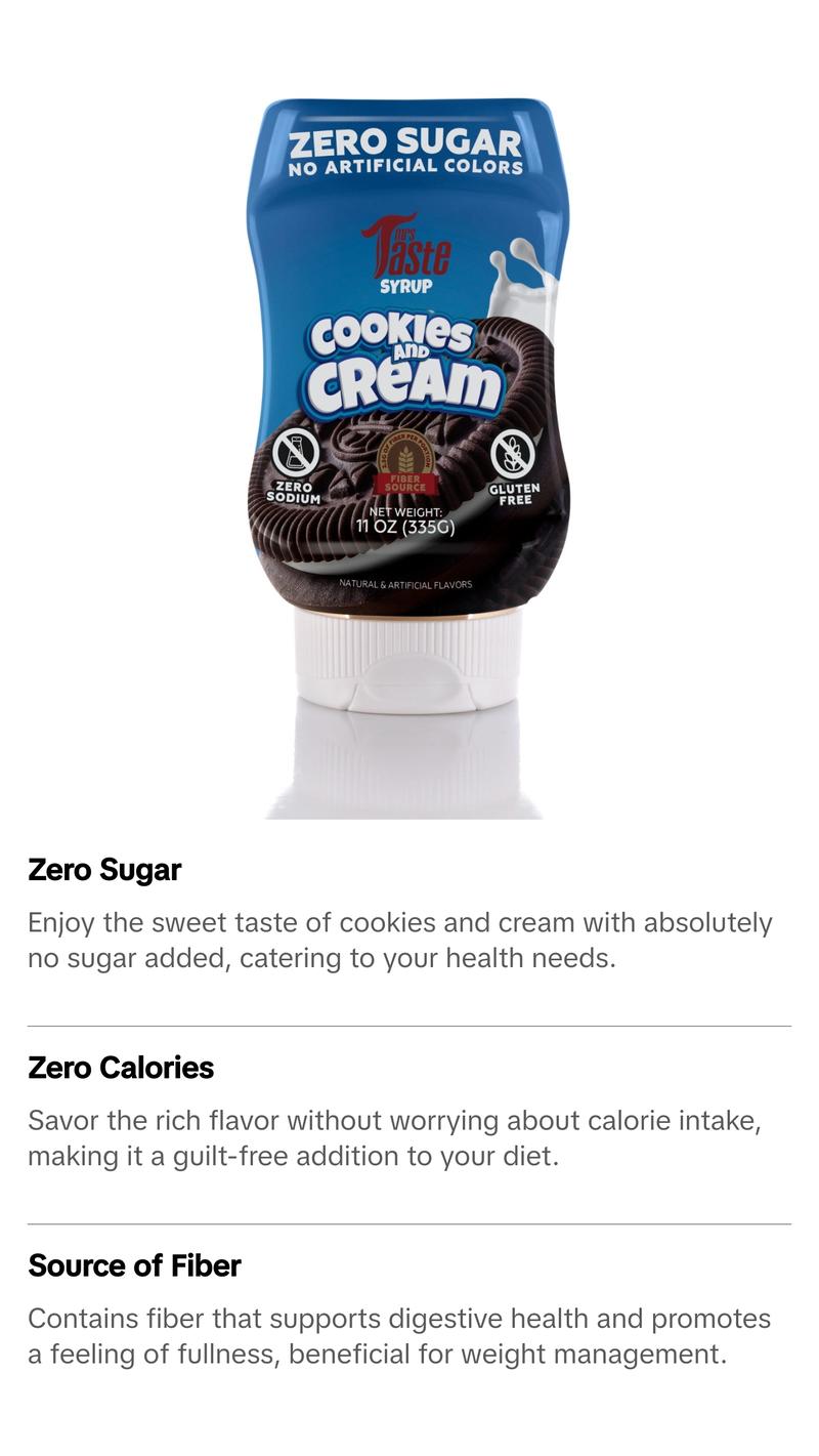 Mrs. Taste Cookies and Cream Sweet Flavor - No Sugar, Zero Calories, Zero Sodium, Ideal for Smoothies, Shakes, and More