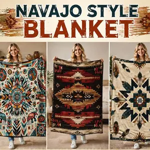 Printed in USA, Southwestern Aztec Pattern Soft Flannel Blanket, Cozy Warm Throw for Sofa Couch Bed, Lightweight Blanket for Adults & Teens, Perfec