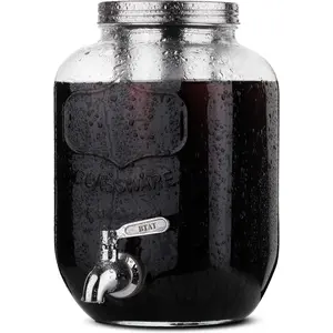 BTaT Classic 1-Gallon Glass Mason Jar Cold Brew Coffee Maker & Beverage Dispenser with Stainless Steel Spigot & Removable Filter, Housewarming Gift, Birthday Party Must-Have Stylish
