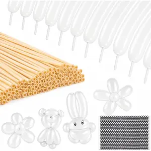 Clear 260 Balloons for Twisting Balloons , 100 count Clear Latex Long Skinny Balloon with Eye Stickers for Birthday Wedding Beginners Making 's Carnivals Party Decorations
