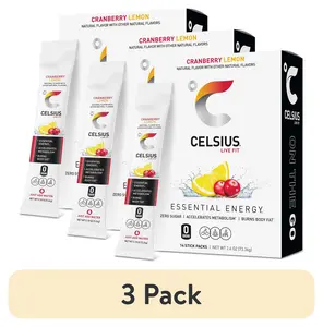 (3 pack) CELSIUS On The Go Energy Drink Mix, Cranberry Lemon (14 Stick Pack)