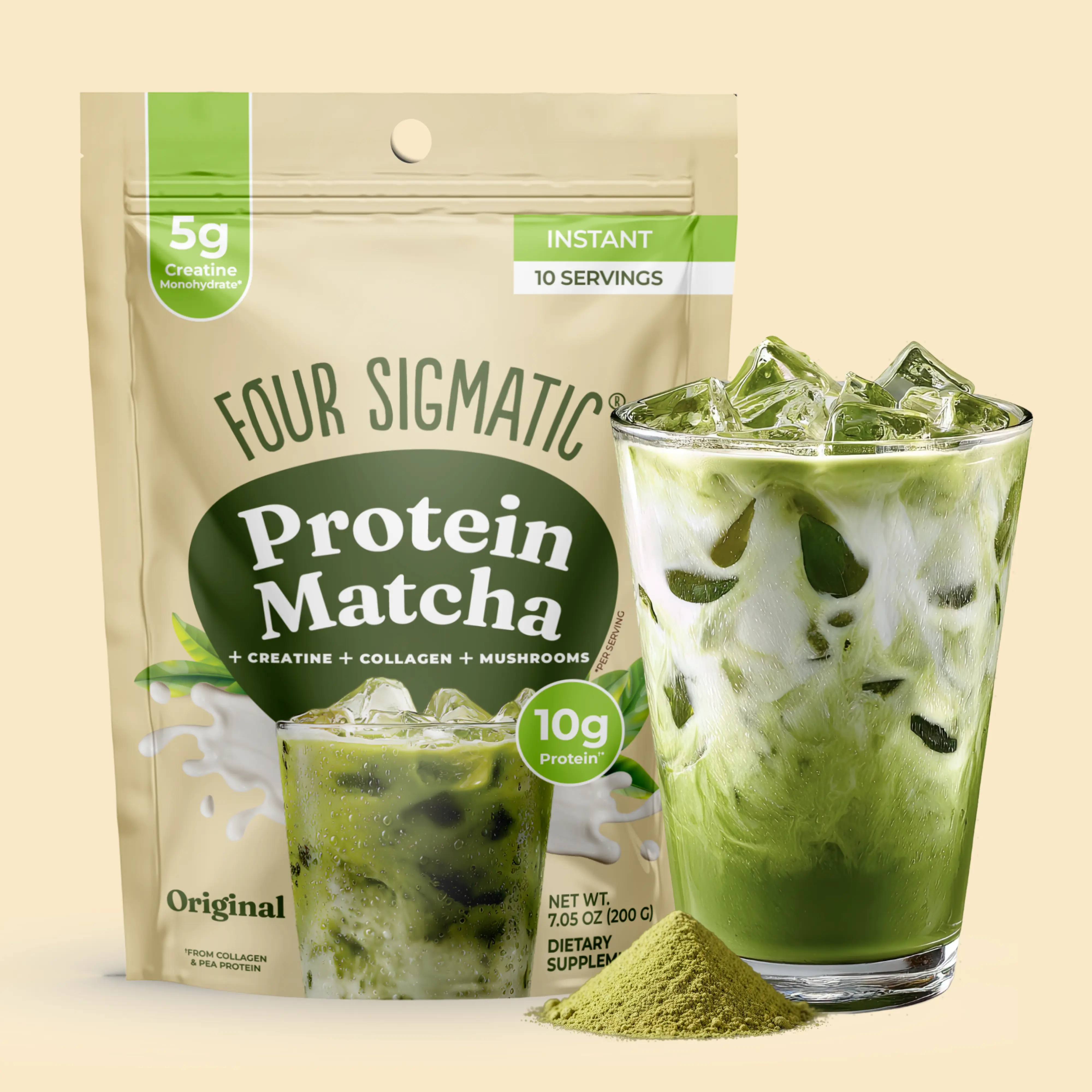 Four Sigmatic - Protein Matcha, Smooth Japanese Matcha with Protein, Collagen, Creatine, up to 40 Servings Four Sigmatic - Protein Matcha, Smooth Japanese Matcha with Protein, Collagen, Creatine, up to 40 Servings