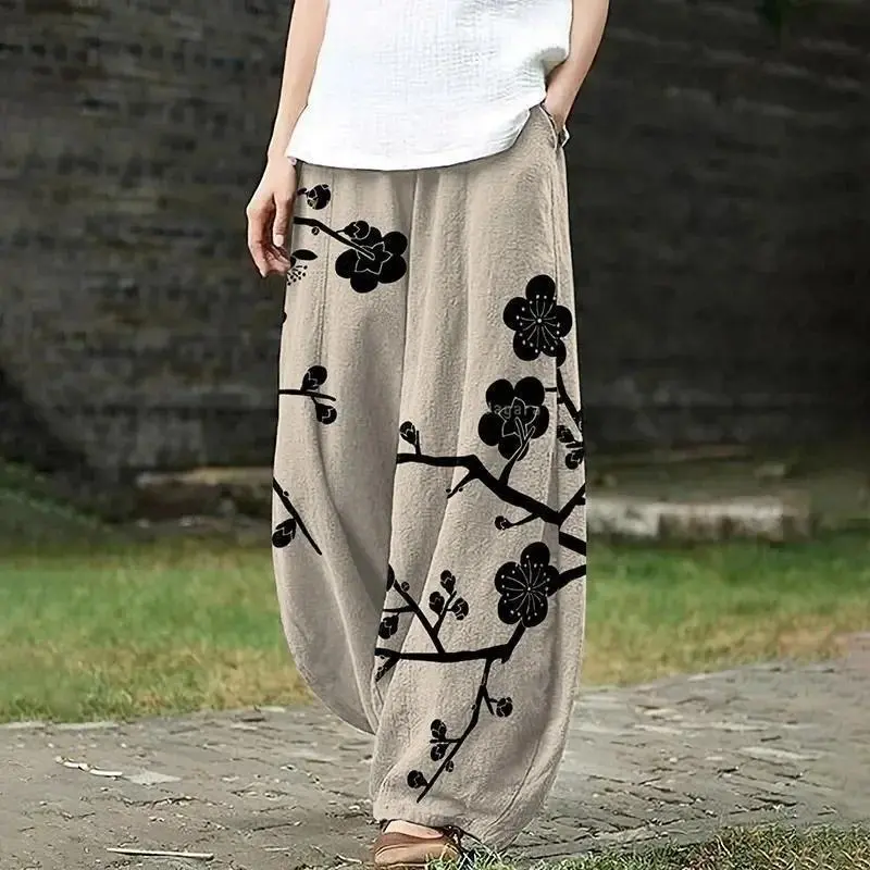 Japanese Art Crane Print Casual Pants Harajuku Pink Autumn Lantern Trousers Elegent Boho Wide Leg Pants Fashion Baggy Pants Japanese Art Crane Print Casual Pants Harajuku Pink Autumn Lantern Trousers Elegent Boho Wide Leg Pants Fashion Baggy Pants