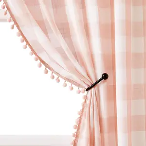 Buffalo Check Curtains Blush Pink and White Plaid Window Treatment Set for Kitchen Living Room Dinning 95 inch Rustic Farmhouse Curtain Drapes for Kids Dorm 42"x95" 2pcs Rod Pocket Coral