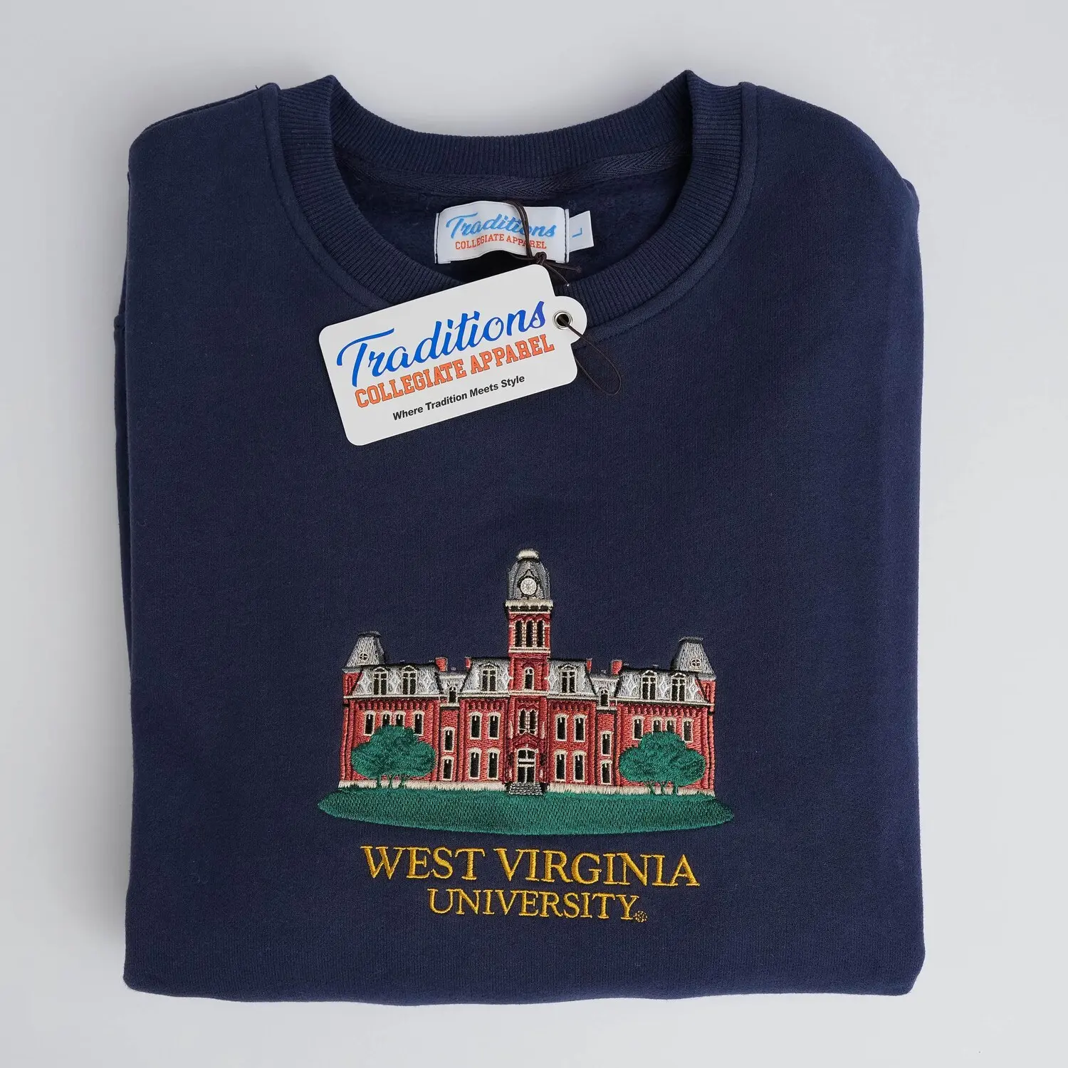 West Virginia University Crewneck, Embroidered Sweatshirt