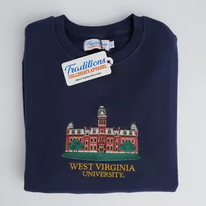 West Virginia University Crewneck, Embroidered Sweatshirt
