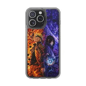 Eternal Rivals Ninja Duo Aesthetic Case for iPhone 17-7 Pro Max Plus & Samsung Galaxy S25-S21 Ultra Plus - Fire & Lightning Anime Artistic Phone Cover unisexvvvv
