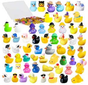 60 Pcs Multicolor Mini Resin Ducks, Tiny Ducks to Hide, Little Ducks Figurines Small Miniature Ducks Figures Bulk for Fairy Garden, Dollhouse Decoration Micro Landscape Ornament