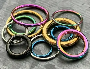 PAIR of Hinged Segment Rings Septum Clicker Hoops PVD over 316L Surgical Steel