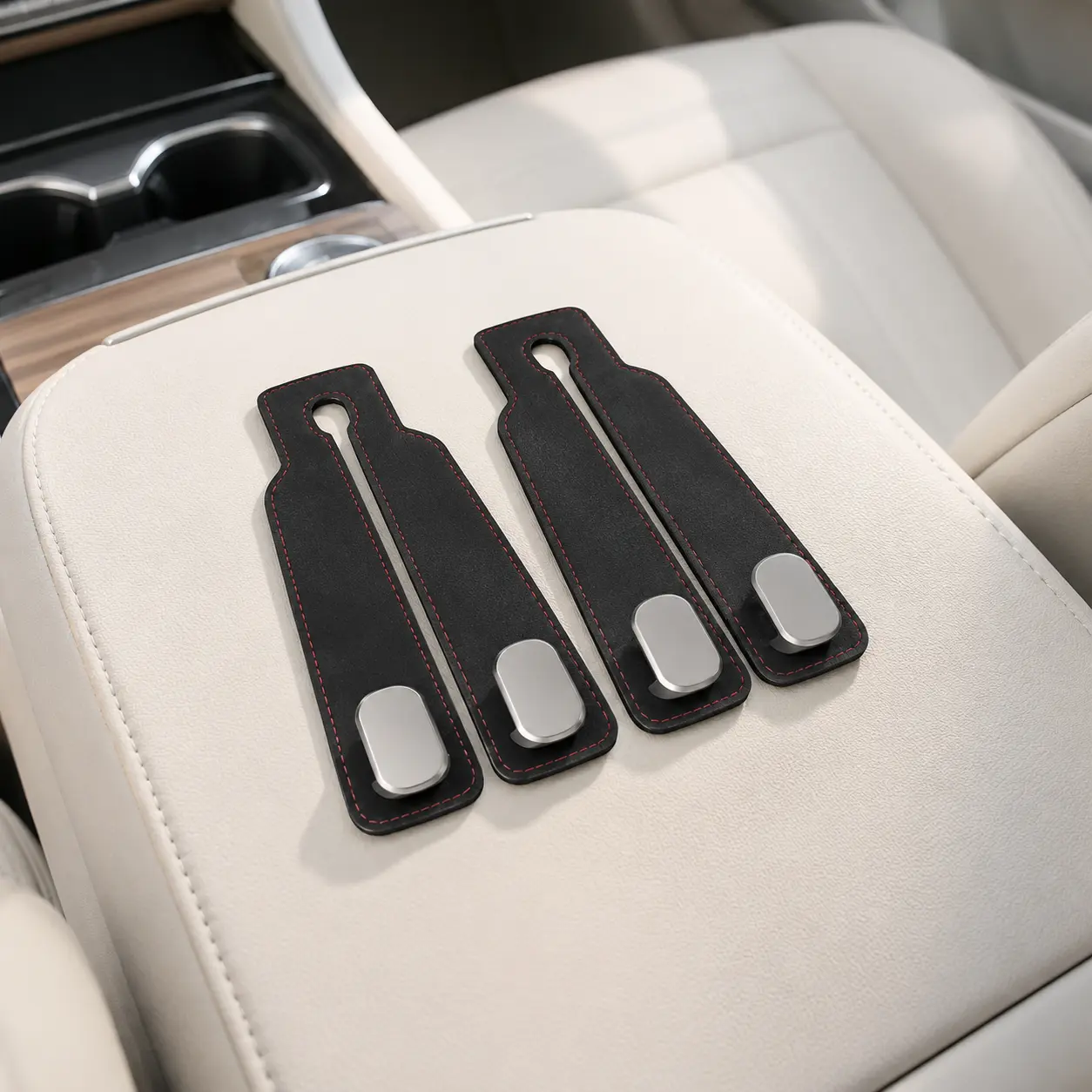 Hidden Car Seat Back Storage Hooks, Durable PU Leather Car Accessories