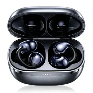 Clip On Earbuds Support 159 Languages No Subscription , Wireless Open Ear Headphones for Glasses Small Ears,Bluetooth 6.0 , 45h Battery Life，Lightweight 4.1g, IPX7 Waterproof , Earbuds for Running work out,black