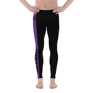Black With Purple Stripe Battle Box Men's Leggings