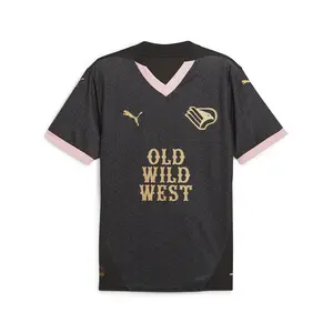 PUMA Mens Palermo Away V Neck Short Sleeve Replica Jersey Casual - Black, Pink