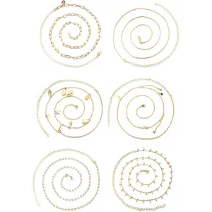 FIASASO 6Pcs Beach Bikini Waist Chain for Women Crystal Rhinestone Butterfly Belly Chains for the Waist Sexy Adjustable Waist Beads for Women Body Chain Jewelry