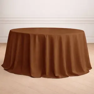 Polyester 132" Round Tablecloth Cinnamon Brown - Seamless Chic Table Cover