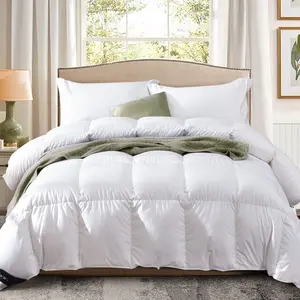 Global Goose Down Comforter King Size 100% Cotton Ultra-Soft 45OZ 650 Fill Power with Corner Tabs, White, Comfortable Blanket