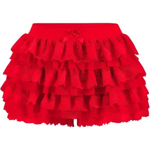 Women  Lace Multi-Layered Bloomers, Lolita Ruffle Shorts, Sexy Short Pumpkin Pants, Elastic Waist Sweet Pettipants