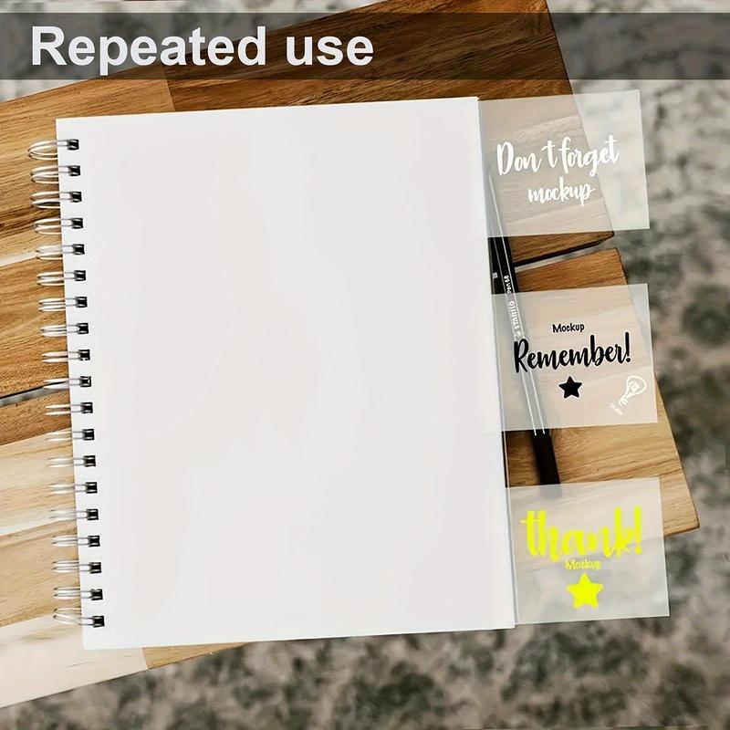 Transparent Sticky Notes Note Pad - 8pcs Set with 4 Sizes, Crystal Clear PET Self-Stick Notes for Reading, Studying & Office Annotation, Waterproof & Wrinkle-Free