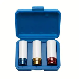 3 Piece Air Gun Tire Removal Tool Set, Extended Air Gun Socket Kit for Electric Wrench Repair Tools, Colorful Auto Repair Tool Set