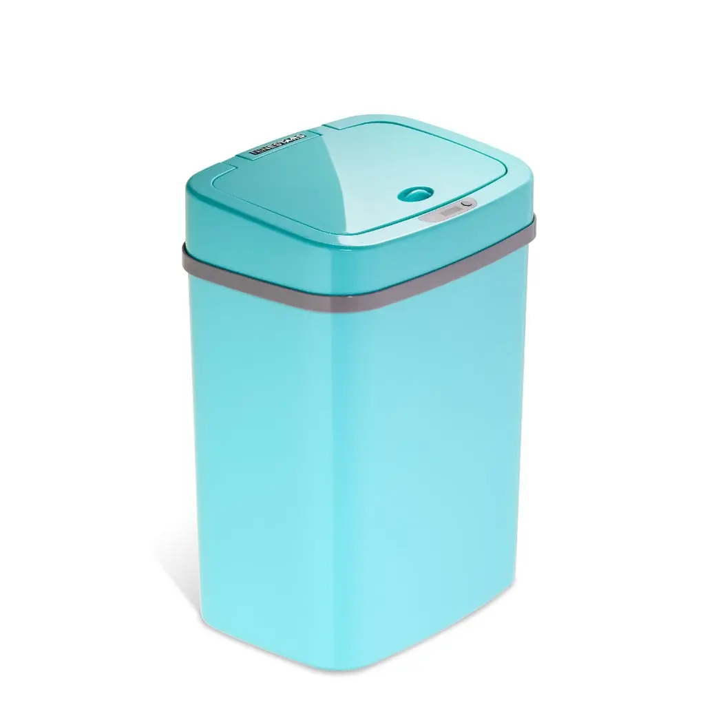 Ninestars Stainless 3.2 gal Touchless Motion Sensor Trash Can - Teal Blue